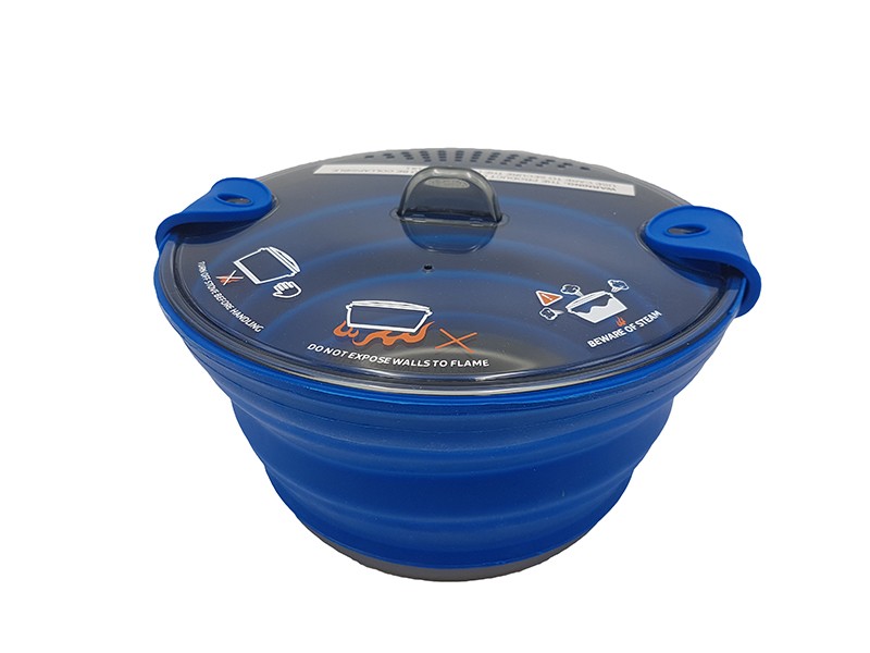 Casserole pliable en silicone avec couvercle en acier inox idéal